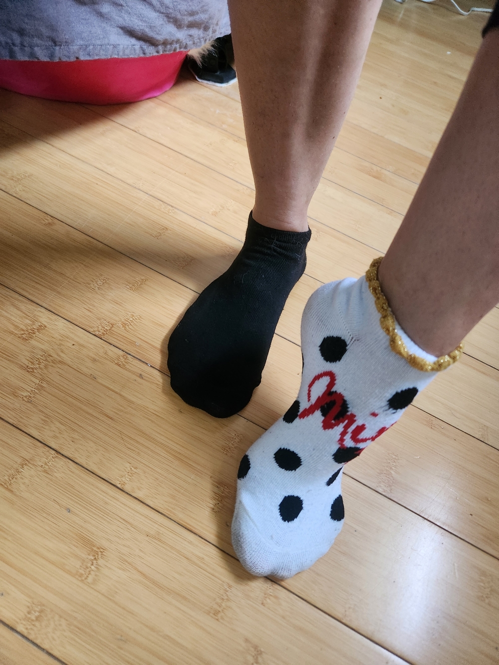 Preowned Ankle Socks - Black and White Polka Dot Pair